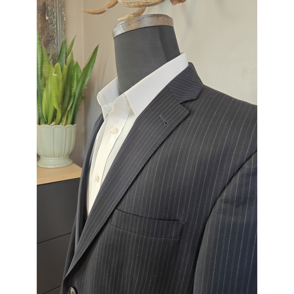 Jos A Bank Joseph Mens Stripe Slim Fit Sports Coat 41R Blue 2 Button Wool Jacket